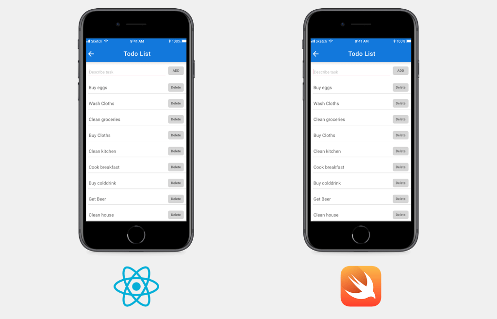 TODOLIST приложение. Swift vs React native. Внешний вид todo list. Perfomance React native таблица.