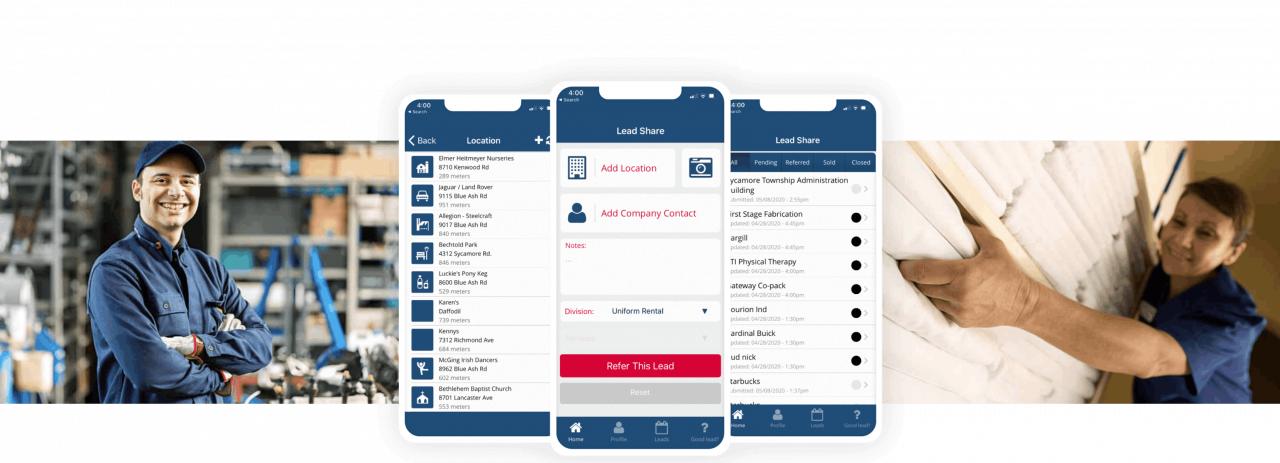 Cintas Lead Generation App for Employees and Sales Team – Centogram